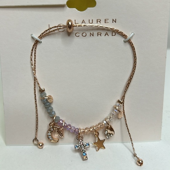 Lauren Conrad Charm Bracelet/Anklet In Rose Gold. Adjustable. New - Picture 4 of 8